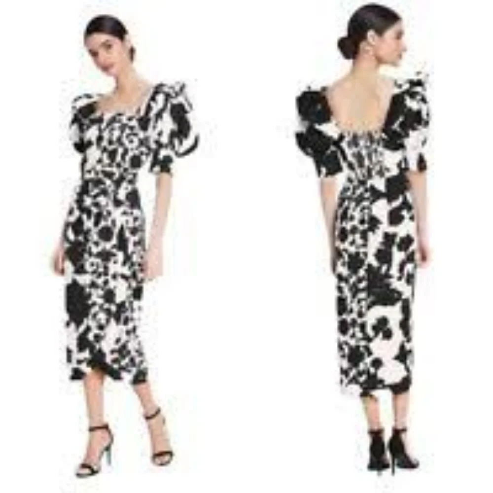 Christopher John Rogers Black White Dress sz. 4 - Picture 3 of 15